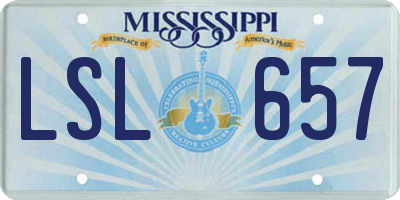 MS license plate LSL657