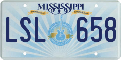 MS license plate LSL658