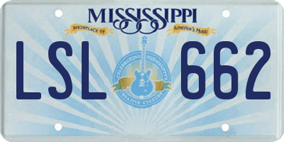 MS license plate LSL662