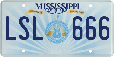 MS license plate LSL666