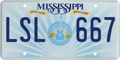 MS license plate LSL667