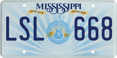MS license plate LSL668