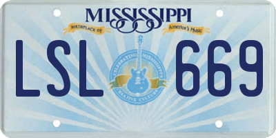 MS license plate LSL669