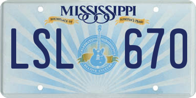 MS license plate LSL670