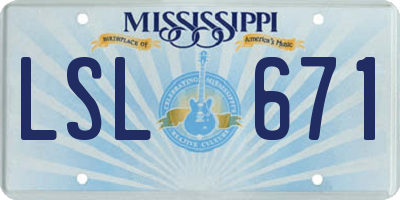 MS license plate LSL671