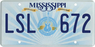 MS license plate LSL672