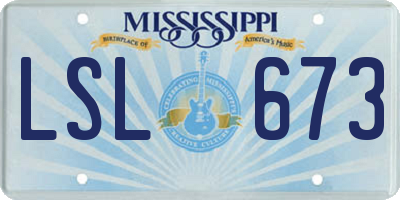 MS license plate LSL673