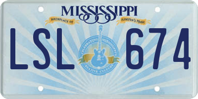 MS license plate LSL674