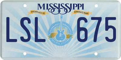 MS license plate LSL675
