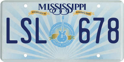 MS license plate LSL678