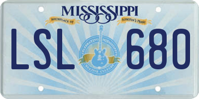 MS license plate LSL680