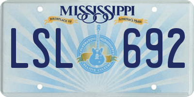 MS license plate LSL692