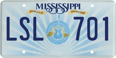 MS license plate LSL701