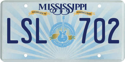 MS license plate LSL702
