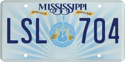 MS license plate LSL704