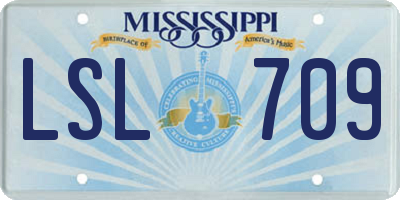 MS license plate LSL709