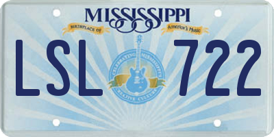 MS license plate LSL722