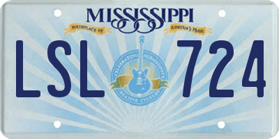 MS license plate LSL724