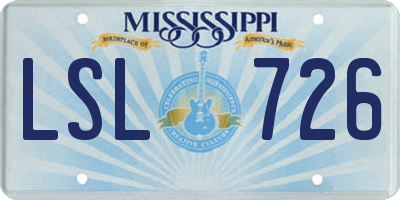 MS license plate LSL726