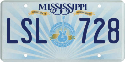 MS license plate LSL728