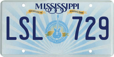 MS license plate LSL729