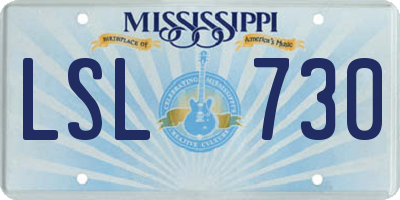 MS license plate LSL730