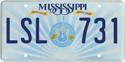 MS license plate LSL731