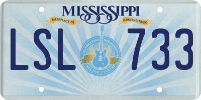 MS license plate LSL733