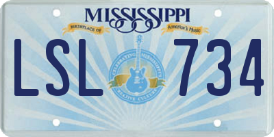 MS license plate LSL734