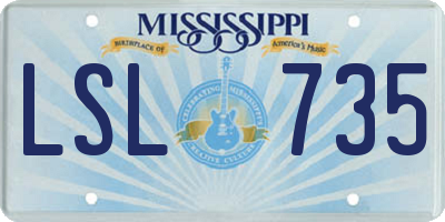 MS license plate LSL735