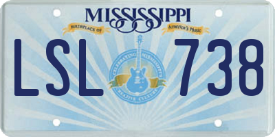 MS license plate LSL738