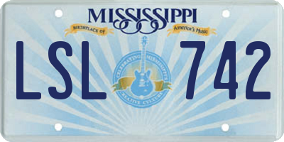 MS license plate LSL742