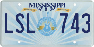 MS license plate LSL743