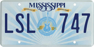 MS license plate LSL747