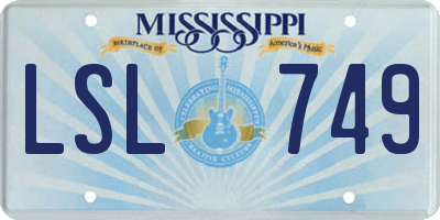 MS license plate LSL749