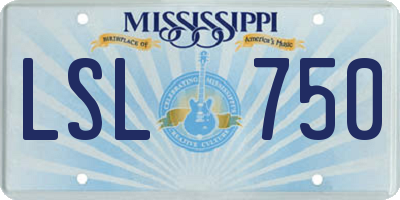 MS license plate LSL750