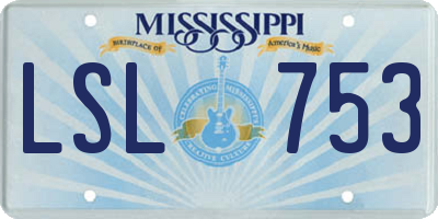 MS license plate LSL753