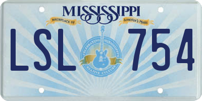 MS license plate LSL754