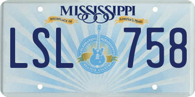 MS license plate LSL758