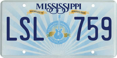 MS license plate LSL759
