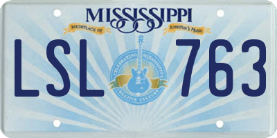 MS license plate LSL763