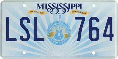 MS license plate LSL764