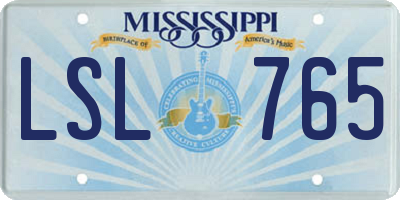 MS license plate LSL765