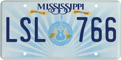 MS license plate LSL766