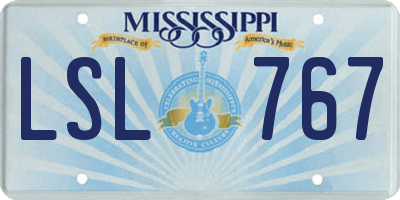 MS license plate LSL767
