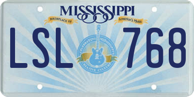 MS license plate LSL768