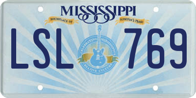 MS license plate LSL769