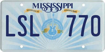 MS license plate LSL770