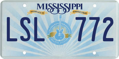 MS license plate LSL772