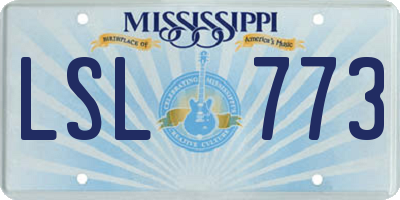 MS license plate LSL773